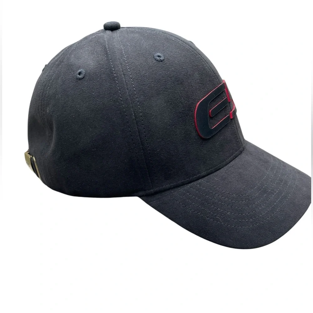 E5 Wheels Suede-Feel Adjustable Unisex Black with Red Billed Cap